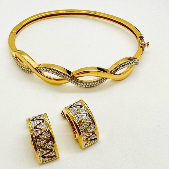 Vintage Rhinestone Earrings & Bracelet - Picture 13 of 13